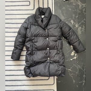 Loft long black puffer coat